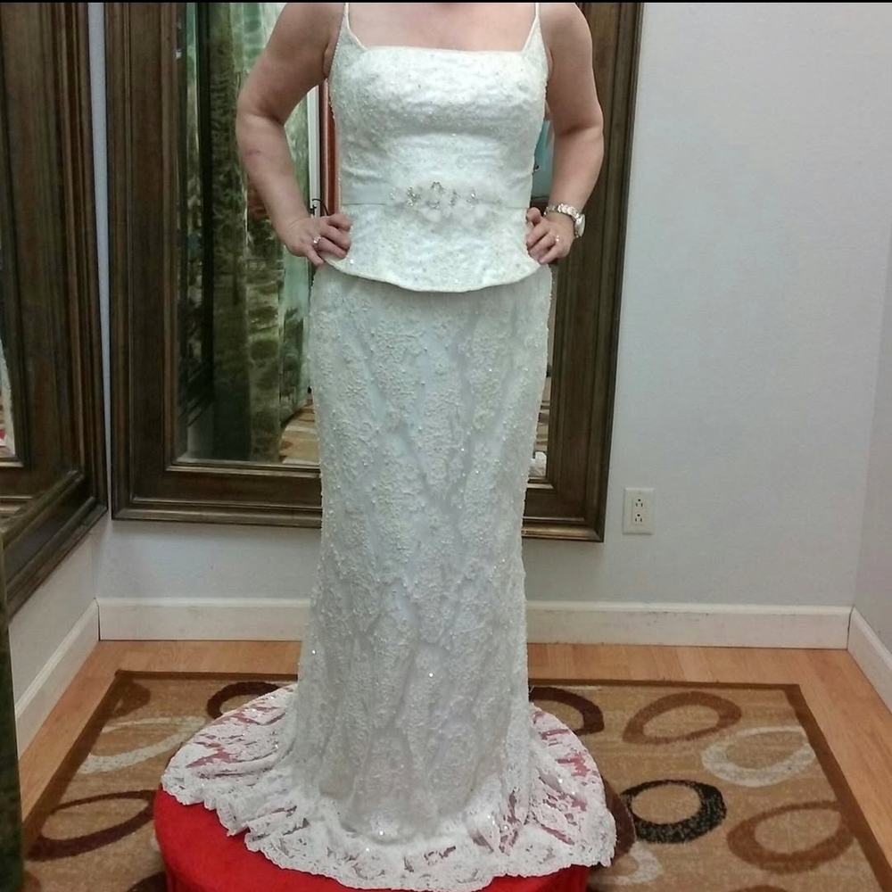 Wedding Dress Ivory Seperates Top & Bottom Size 12 - Lace Beads & Sequins